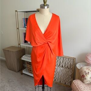 ASOS ASYMMETRICAL SLEEVE DRAPED FLATTERING WEDDING GUEST DRESS